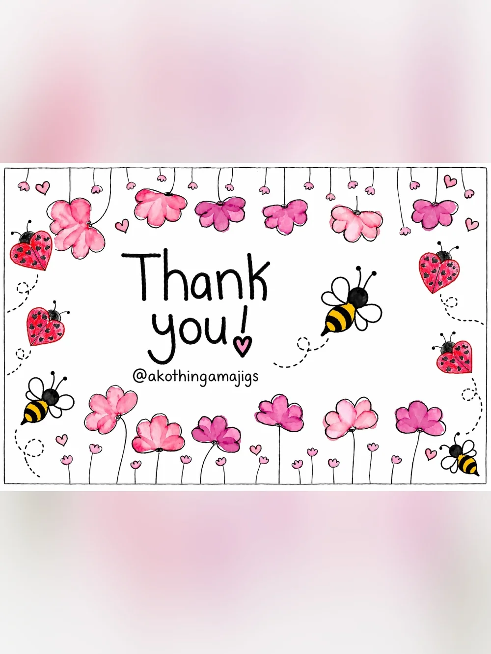 @akothingamajigs Thank You Florals & Bugs 50 Count Business Cards
